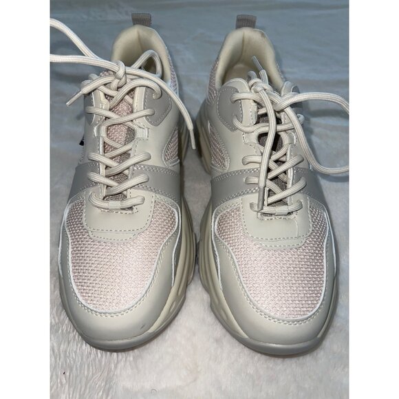 Steve Madden PLIMM Chunky Sneaker, Size 10M –Beige, mesh, PU Leather, New no box - Picture 2 of 10